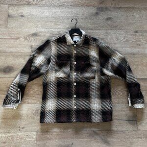 Wax London Whiting Brown and Natural Check Overshirt XL X-Large $230